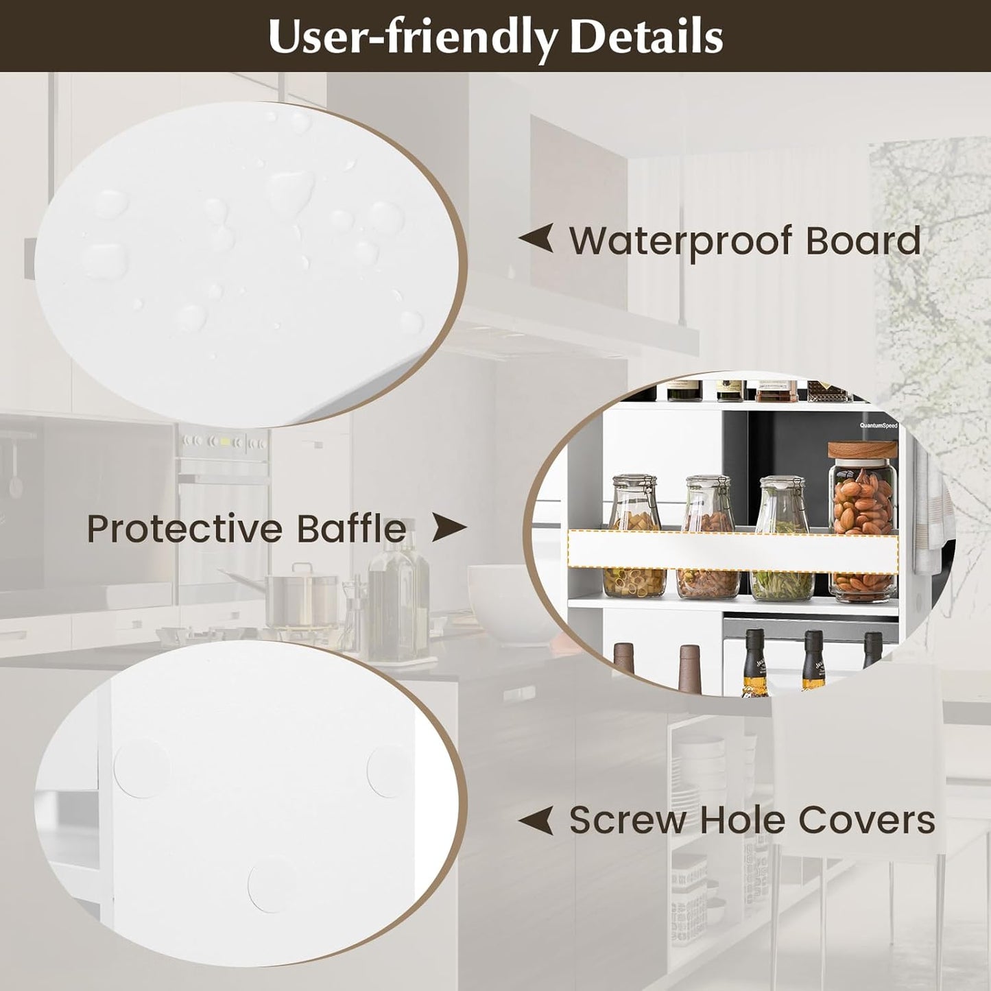 LOKO Slim Storage Cart, 4-Tier Rolling Cart with Handle & Wooden Top for Kitchen Bathroom Laundry Living Room Narrow Small Spaces, 5 Inches Width (Plain White)