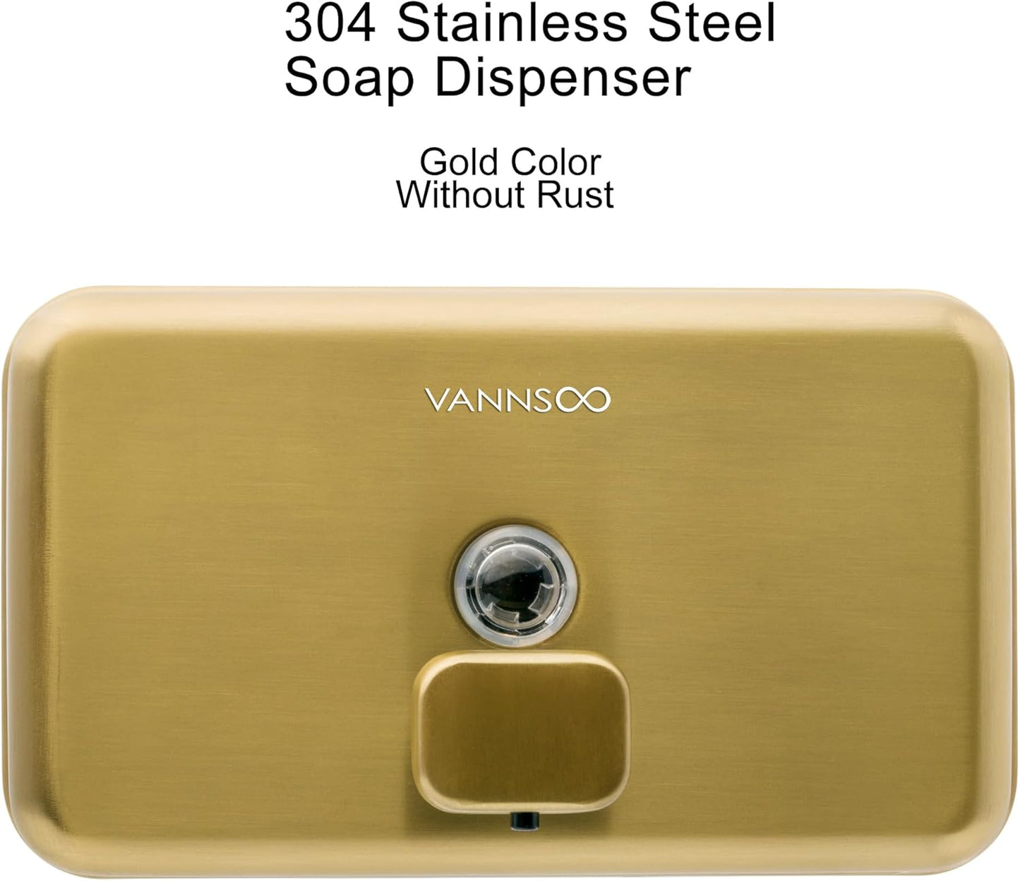 Wall Mounted Hand Soap Dispenser Bathroom, 1200ml 40oz Commercial Stainless Steel Liquid Soap Dispenser Wall Mount (Horizontal Gold)