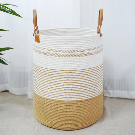 danpinera 79L Laundry Hamper Basket, Tall Round Dirty Clothes Hamper with Handle, Woven Storage Basket for Blanket, Toy, Pillow, Blanket Bin for Living Room, Nursery Room Gradient Jute