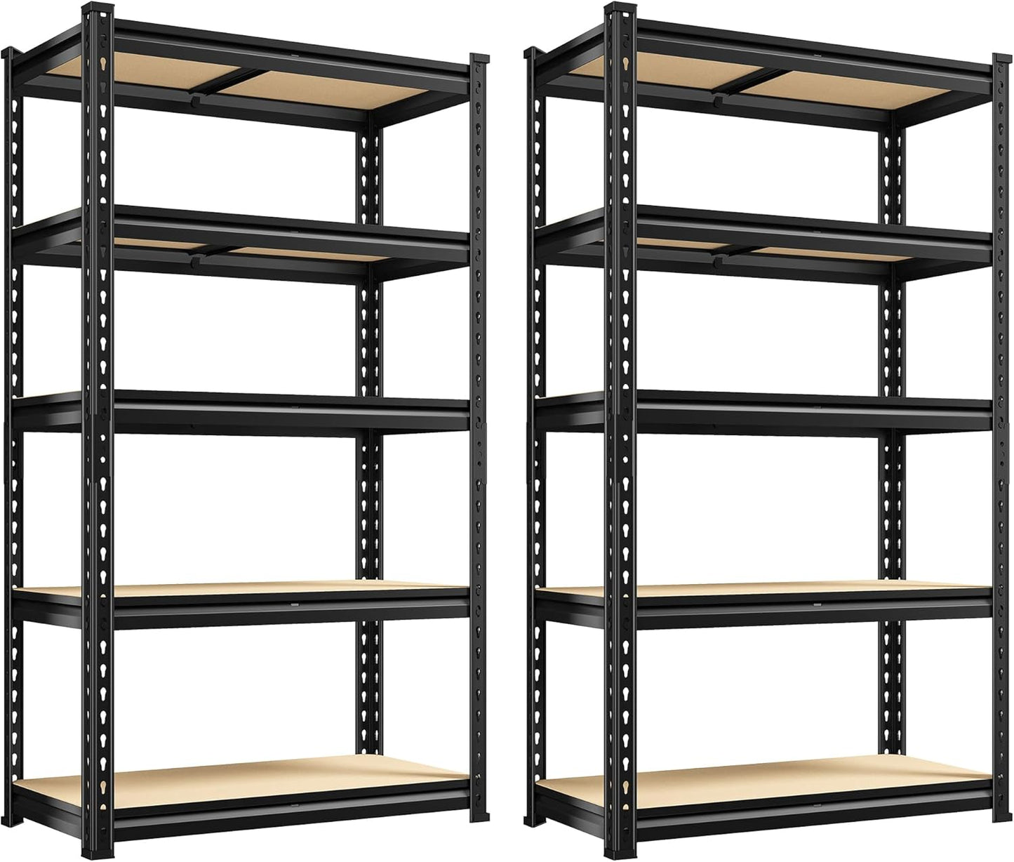 REIBII Set of 2 Storage Shelves 5 Tier Garage Shelving Heavy Duty Metal Shelving 2000LBS Garage Shelves Adjustable Metal Shelf for Kitchen Warehouse Pantry Commercial Use 27.6" Wx11.8 Dx60 H