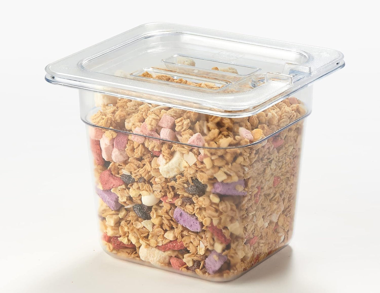 CURTA 6 Pack Food Pan Lids, 1/6 Size Polycarbonate Notched Cover with Handle, Plastic Clear