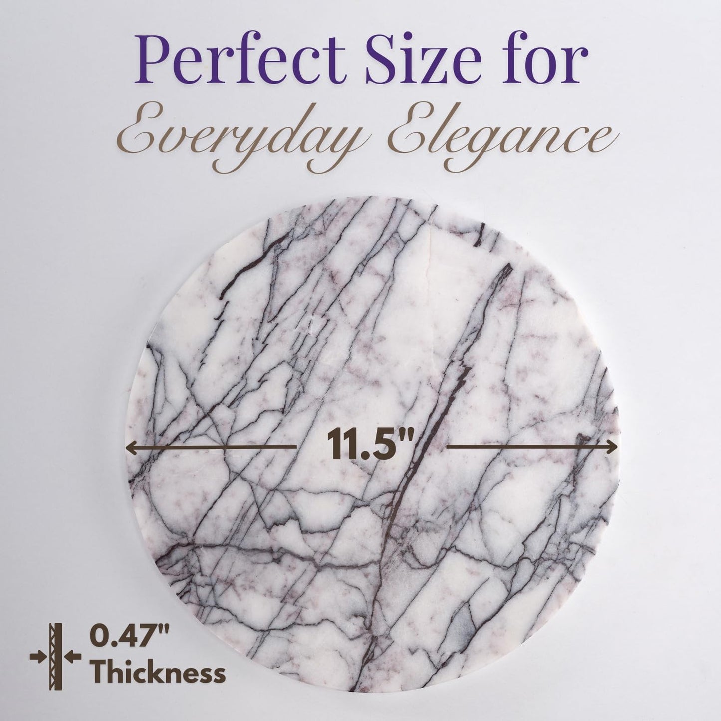 Handcrafted Marble Tray – Bathroom Counter Organizer, Jewelry Tray, Perfume Organizer & Decorative Tray for Vanity Accessories, Coffee Table Decor & Bathroom Countertop, Stone Trays (Round, Leilac)