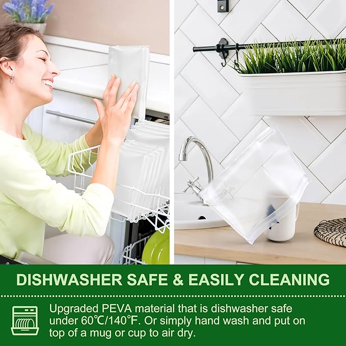 SPLF 6 Pack Reusable Half Gallon Freezer Bags, Reusable Food Storage Bags, Bpa Free Stand Up Extra Thick Leakproof Silicone and Plastic Free Zipper Sandwich Snack Lunch Bags