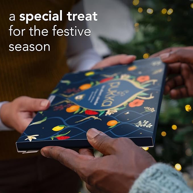 Pukka Advent Calendar Organic Tea Sampler, Selection of 24 Delightful Black & Green Tea Infusions, Christmas Gift for Tea Lovers, 100% Organic