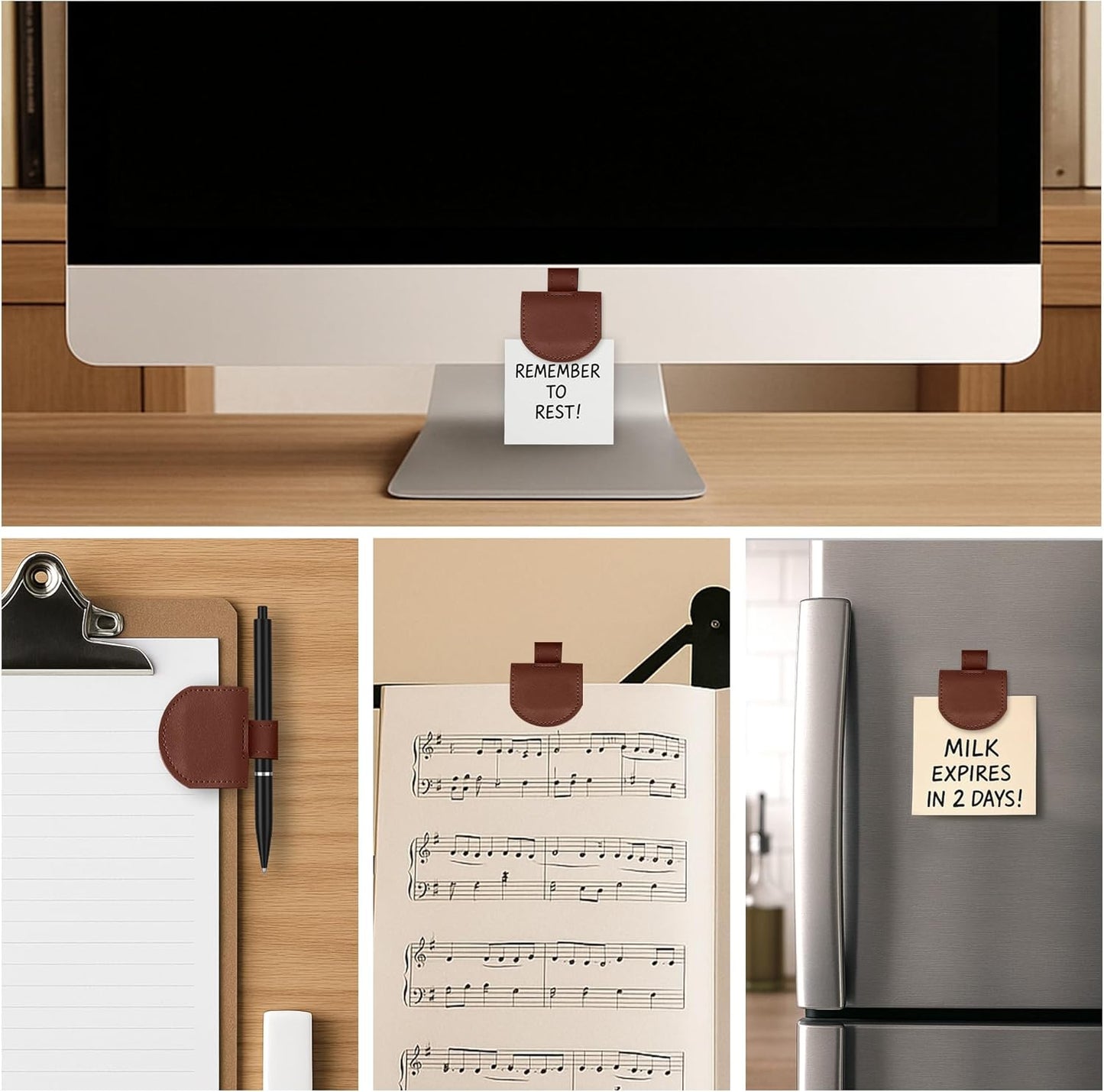 Magnetic Pen Loop Holder, Pencil Holder for Notebooks, Journals, Calendars, PU Leather 3 Pack