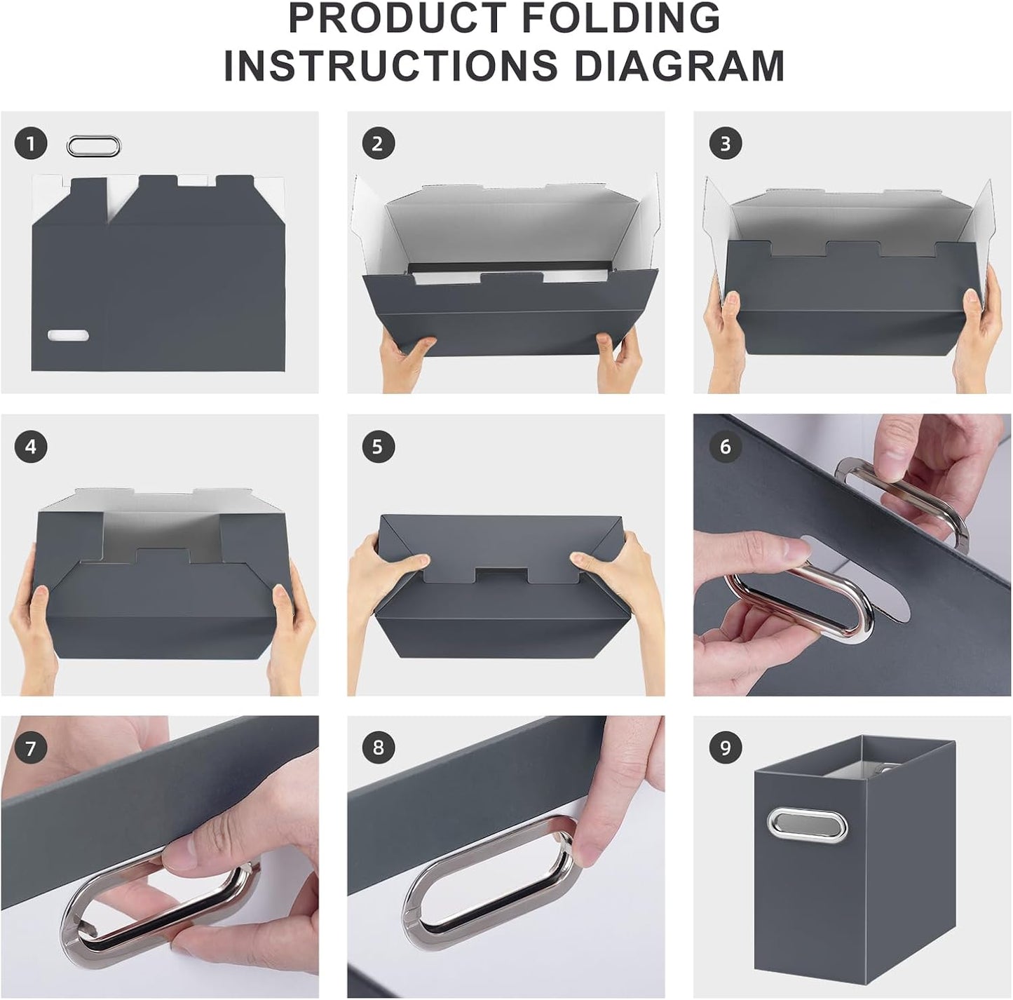 Oterri Cardboard File Organizer Box for Hanging File Folders Letter Size,File Box for Computer Desk,File Cabinet,Working Home,Office,Classroom (Dark Grey, Letter Size - 8 Packs)