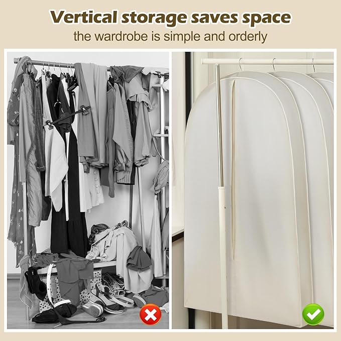70 Inch Acid Free Cotton Muslin Suit Garment Bag Long Dress Suit Storage Box Closet Organizer for Suits, Coats, Travel Bag
