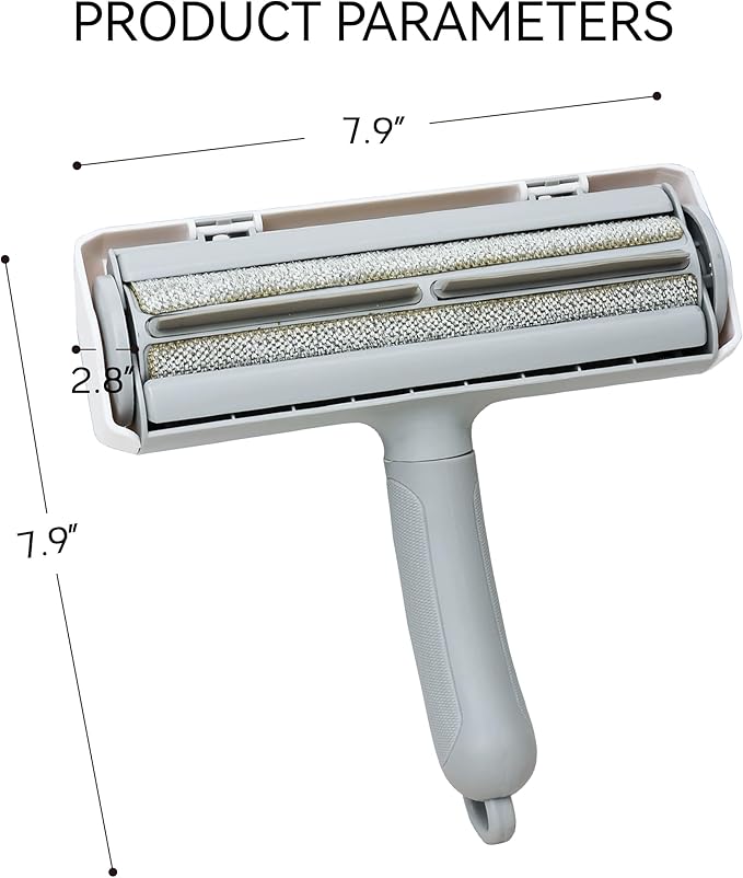 Pet Hair Remover & Lint Roller - Removes Cat/Dog Hair from Car Interiors, Furniture, Couches, Carpets, and Bedding - Reusable & Washable Animal Fur Removal Tool for Pet Owners (White&Gray)
