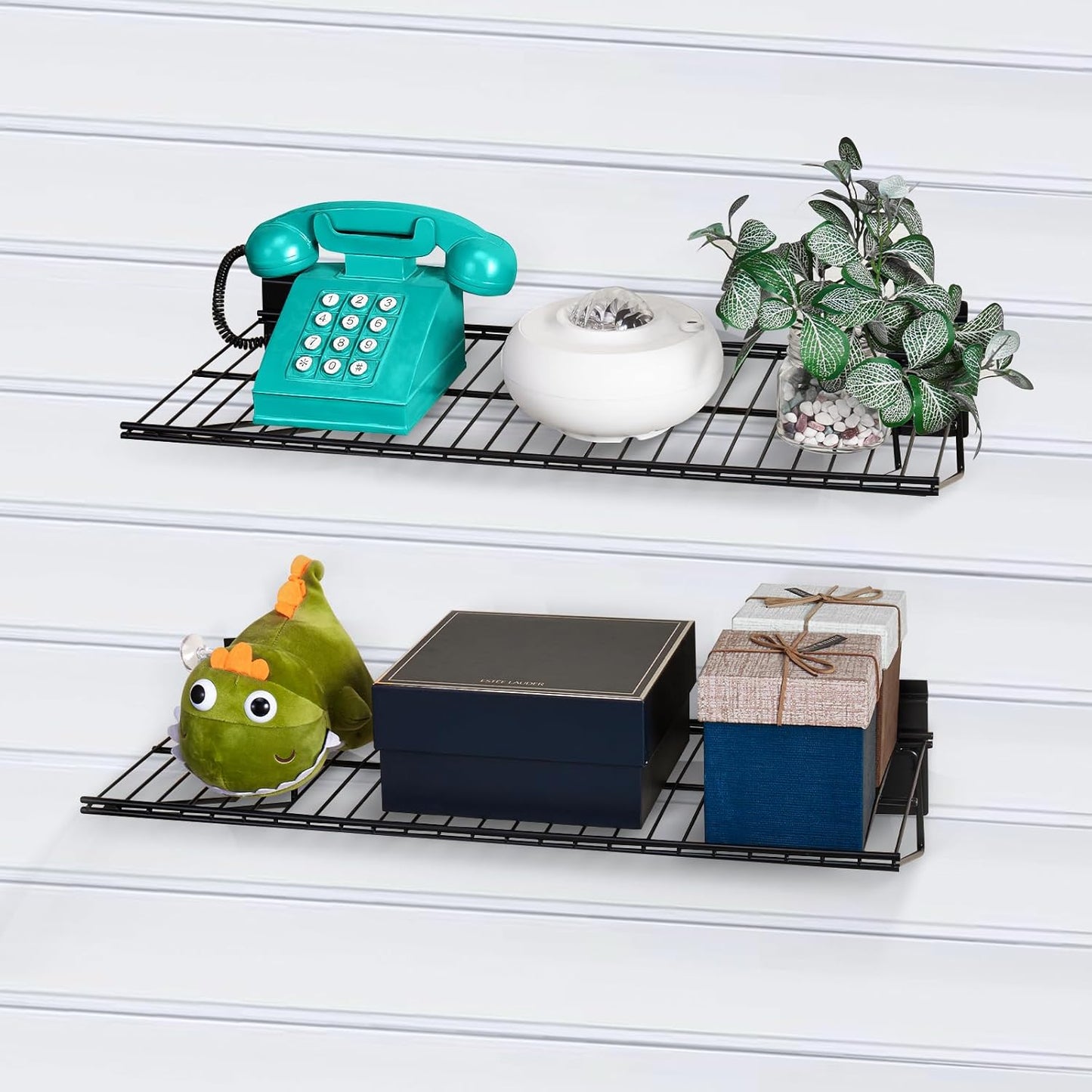 24-Inch Width Slatwall Shelves, Duty Storage Slatwall Shelf, Slat Wall Wire Shelf, Black Slatwall Accessories -2 Pack