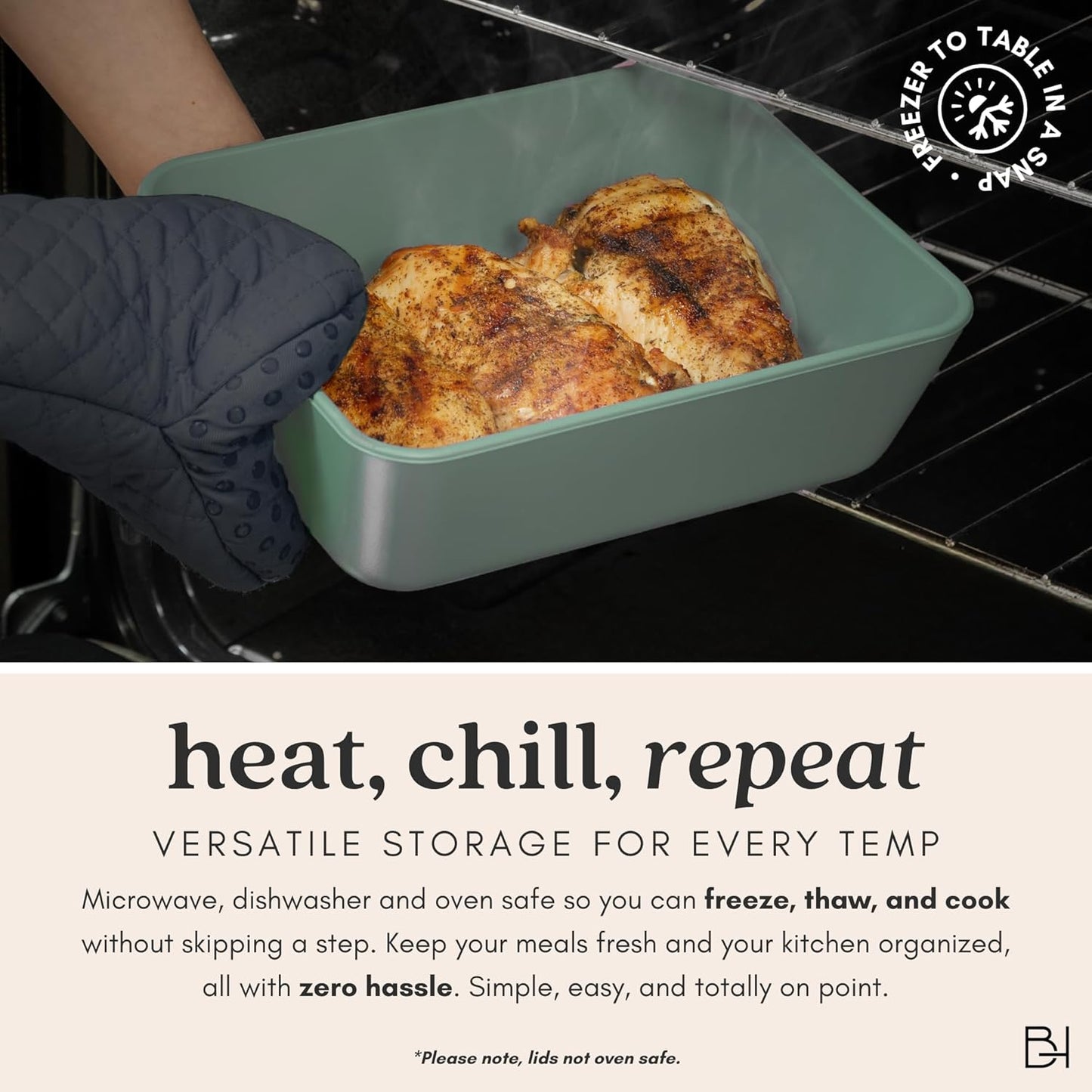 Ceramic Coated Glass Food Storage Container | No PTFE, PFOA, PFAS, and BPA | Reusable Non Toxic Meal Prep Container with Glass Lid | Easy To Store | 11 Cup Rectangle [Willow]