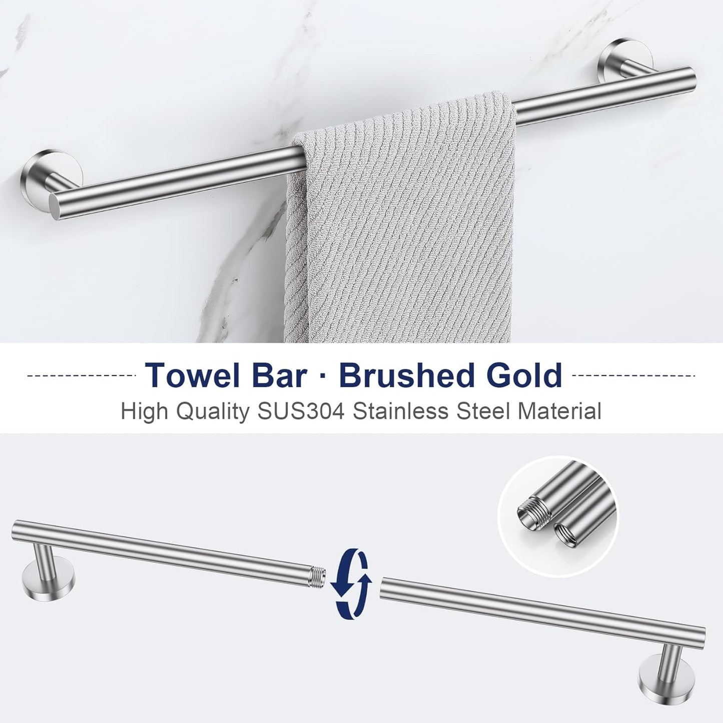 5-Piece Towel Bar Set Brushed Nickel Bathroom Hardware Accessories Set Upgraded Toilet Paper Holder with Shelf Towel Holder Set for Bathroom Stainless Steel Wall Mounted
