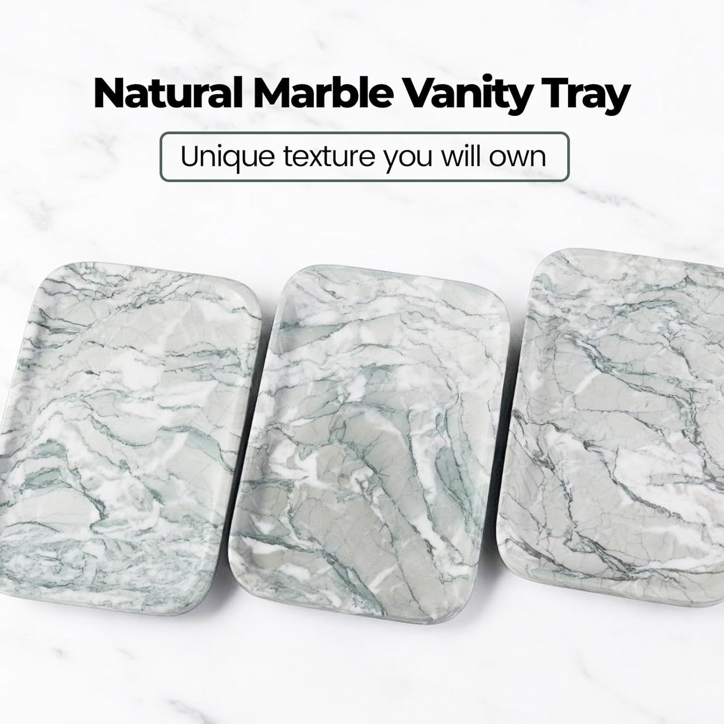 Vanity Tray, Marble Bathroom Tray Countertop, Decorative Dresser Organizer, Green Stone for Perfume Jewelry Holder Storage for Kitchen Sink(Light Green)