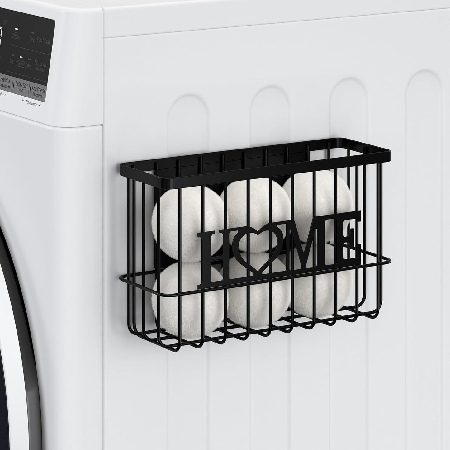 Thipoten Dryer Ball Holder, Magnetic Dryer Ball Storage for Laundry Room, Perfect Space Saver for Holding Dryer Balls of Various Sizes (Black)