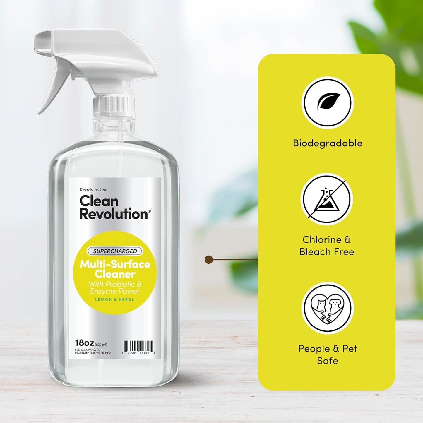 Clean Revolution SuperCharged Multi Surface Cleaner Refill Supply, Non-Toxic, Eco-Friendly & Plant-Based, Ready to Use, Lemon & Herbs, 18 oz (Pack of 1)