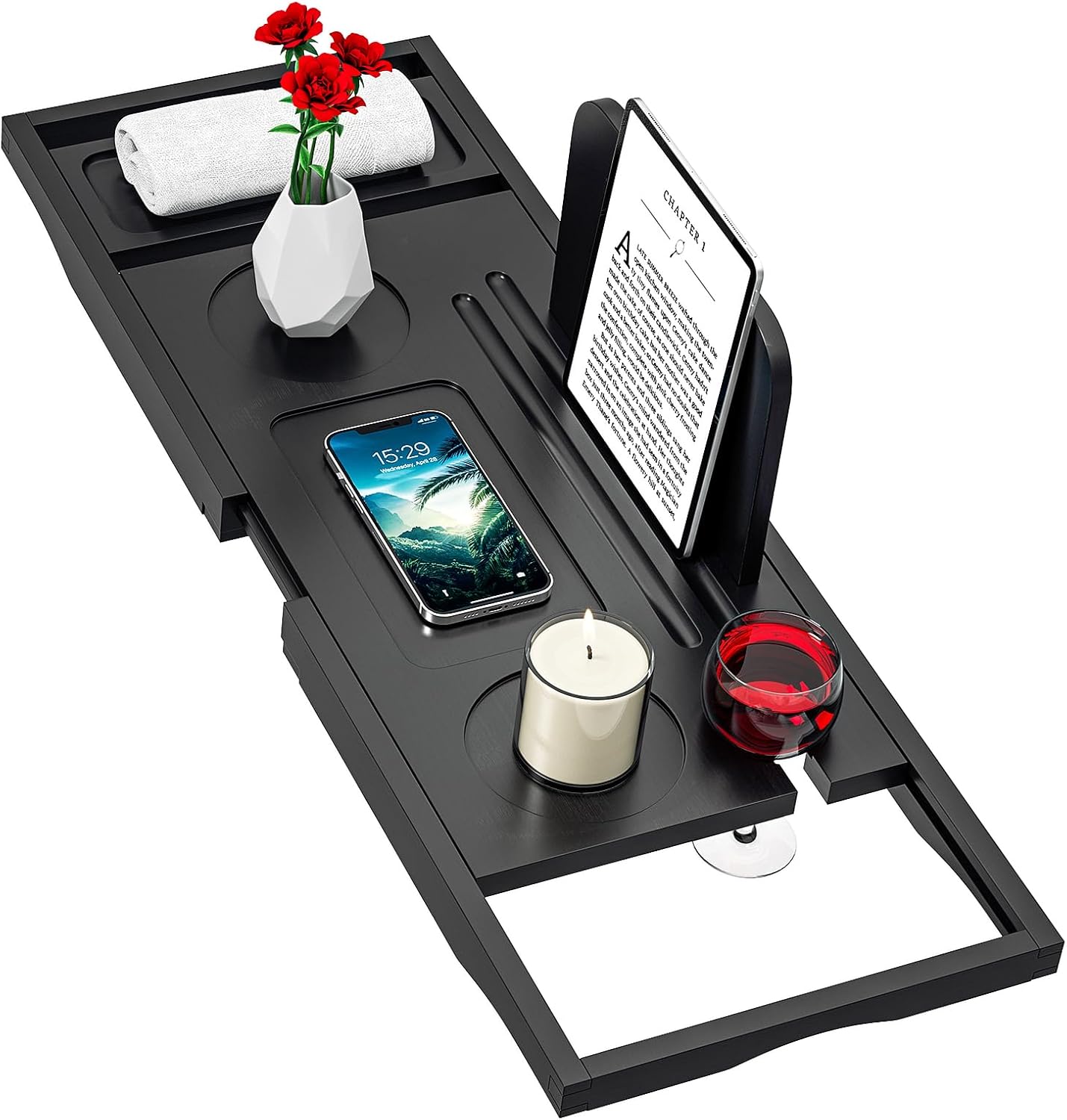 Premium Bathtub Caddy Tray - Bath Tray - Bath Tub Tray Table for Bathtub - Bath Caddy Tray for Bathtub, Expandable Size, Fits Most Bath Tubs