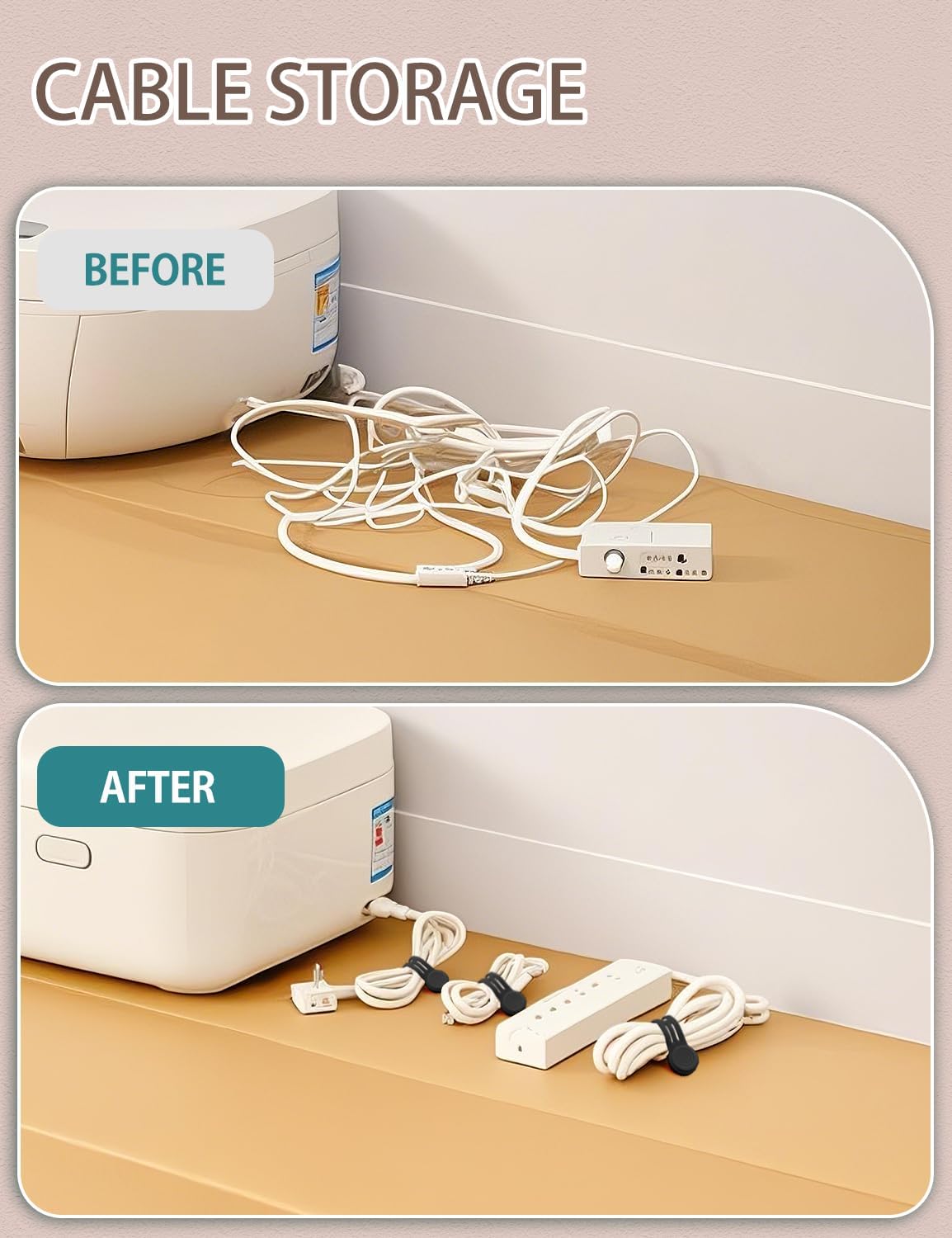 Kanemc Magnetic Ties For Cords, Cord Wrap Silicone Zip Ties Twist Ties Magnet Strap For Charging Cords Date Cable Earphone Video Game USB (8-Pack, Black And White)