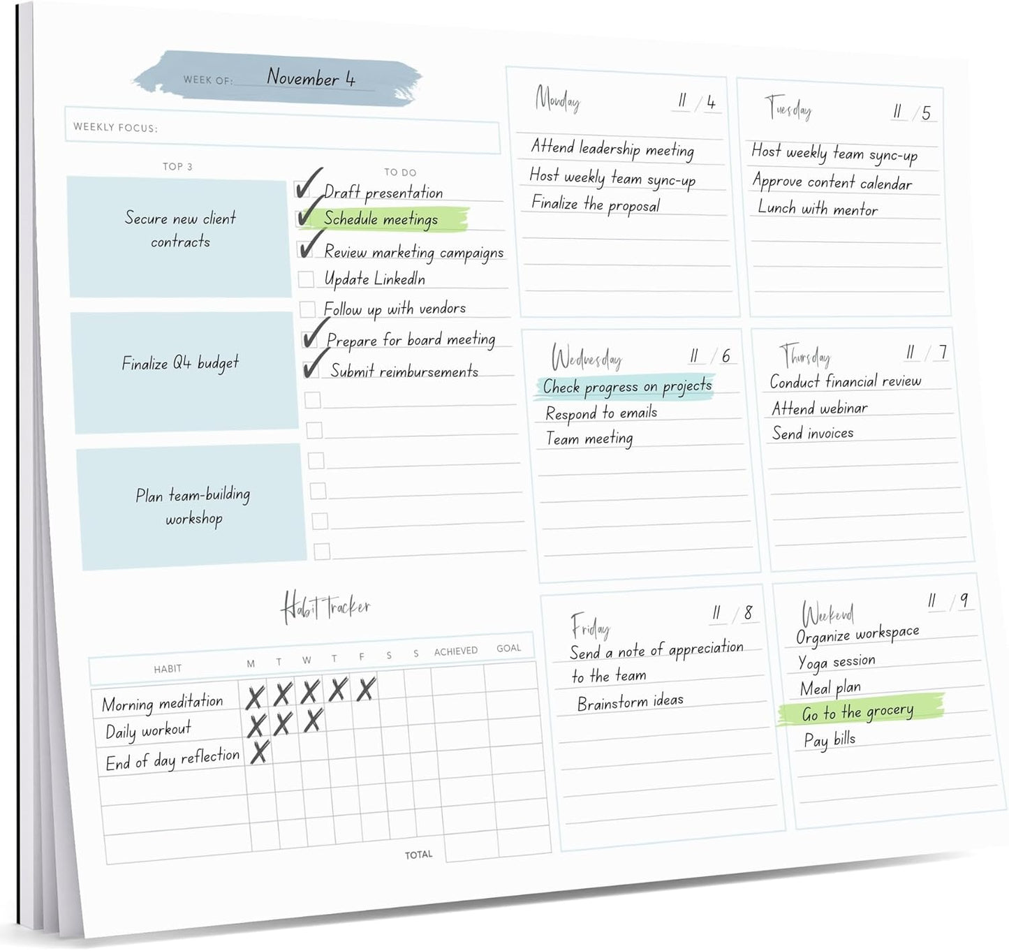 Lamare Weekly Planner Notepad – Premium Undated Weekly To Do List Notepad for School, Home & Office Desk To Do List and Productivity Planning Pad