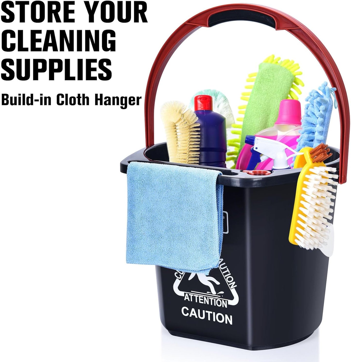 Matthew Cleaning 4.2 Gallon Mop Bucket, Heavy Duty Plastic Cleaning Bucket with Built-in Pour Spout, Mop Holder and Comfort Grip Handle, House and Commercial Cleaning Supplies, 3 Pack Mixed Color