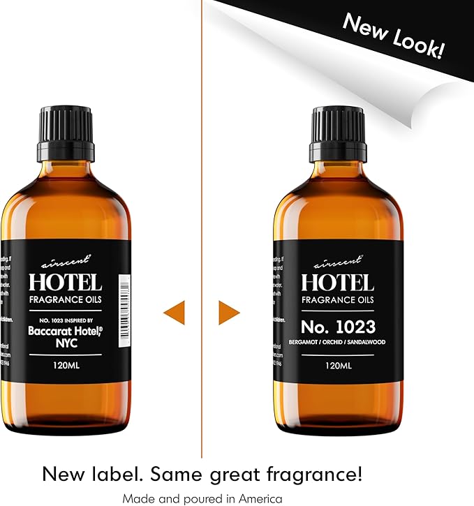 AirScent Hotel Diffuser Oil No. 1023 Inspired by The Baccarat Hotel Scent - Love Affair Fragrance Oil for Ultrasonic and Waterless Diffusers and Crafting - 120 mL, 4 fl oz Glass Bottle with Dropper