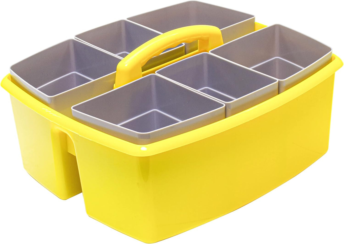 Storex Large Classroom Caddy with Cups, 13 x 11 x 6.575 Inches, Yellow, Case of 2 (00982A02C)