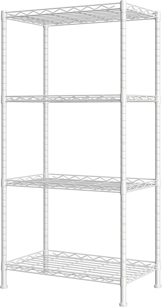 HOMEFORT 4-Shelving Unit, Adjustable Wire Shelving, Metal Wire Shelf Rack Organizer for Kitchen, Pantry, Closet, Bathroom, Laundry, White,21" W x 11" D x 41" H