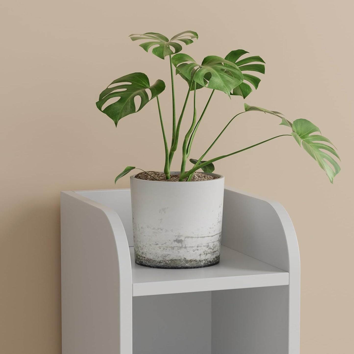 Homhedy Small Bathroom Storage Corner Floor Cabinet with Door and Shelves, Beside The Toilet Paper Stand for Skinny, Narrow Toilet Paper Cabinet, 7.9" D x 7.1" W x 31" H, White