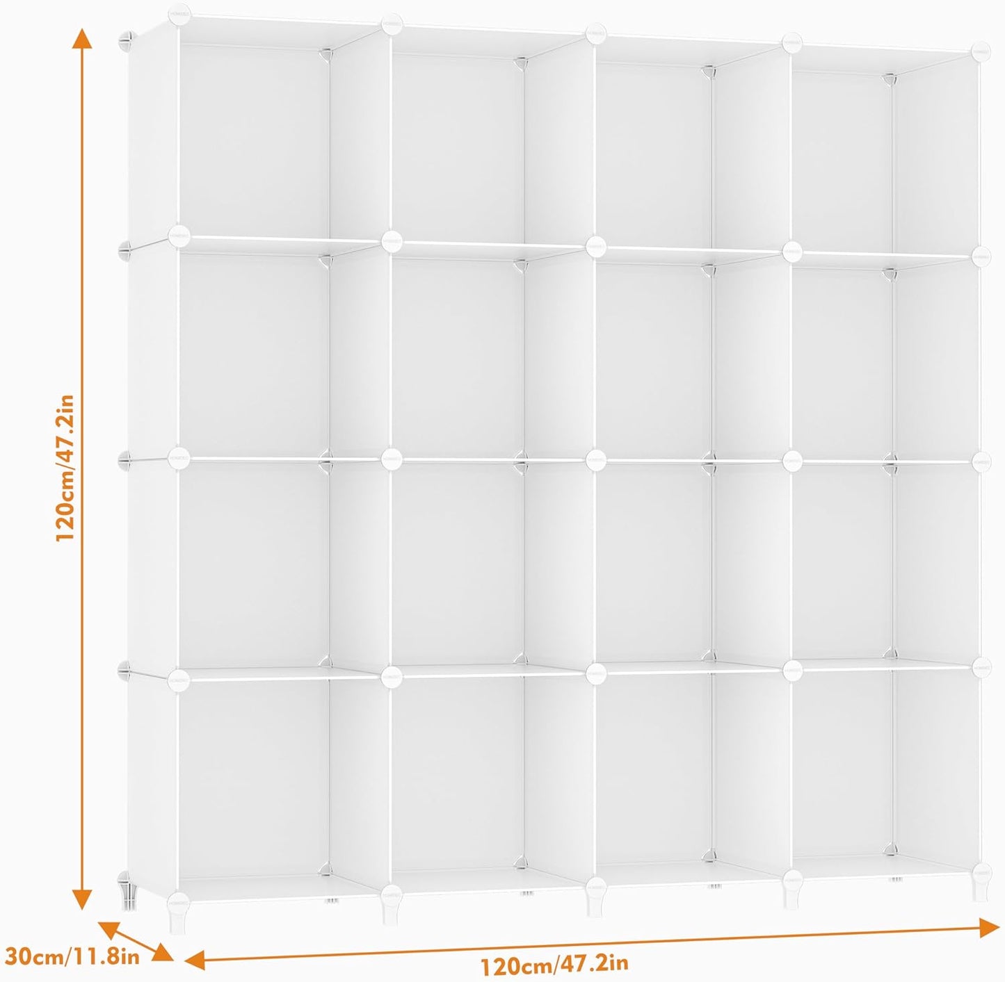 HOMIDEC Closet Organizers and Storage, 16 Cube Storage Organizer, Closet Organizer Bookshelf Cubes Shelves for Clothes, Bedroom, Kids Room, Bathroom, Wardrobe, Garment Racks, White
