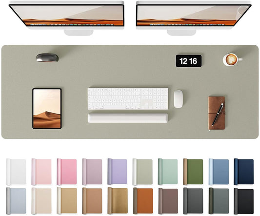 YSAGi Leather Desk Protector, Office Mat, Large Mouse Mat, Non-Slip PU Leather Blotter, Laptop Pad, Waterproof Writing Pad for Office and Home (Sage Green, 47" x 17")