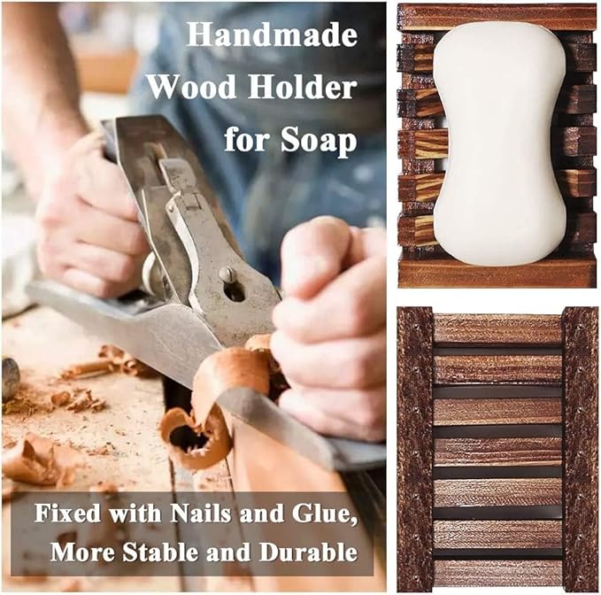 Natural Wooden Soap Dish & Sisal Exfoliating Pouch Set – Eco Soap Saver Holder & Soap Tray – Plastic-Free Bathroom, Shower & Kitchen Accessories – Sustainable Bath Gift