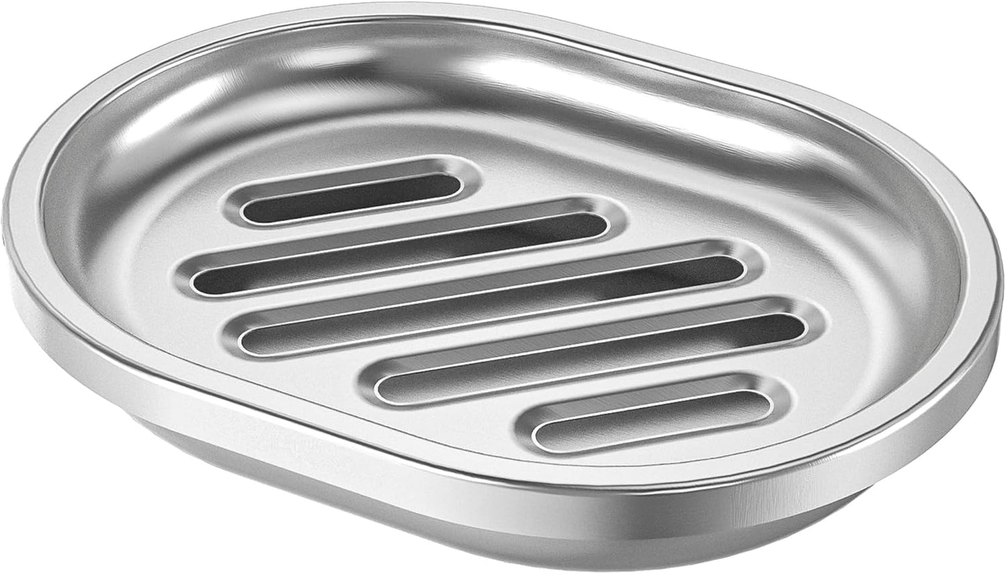 Kitchen Soap Holder,Stainless Steel Soap Dish with Draining Tray,Double Layer Stainless Steel Sponge Holder,Soap Box for Bathroom and Bathtub