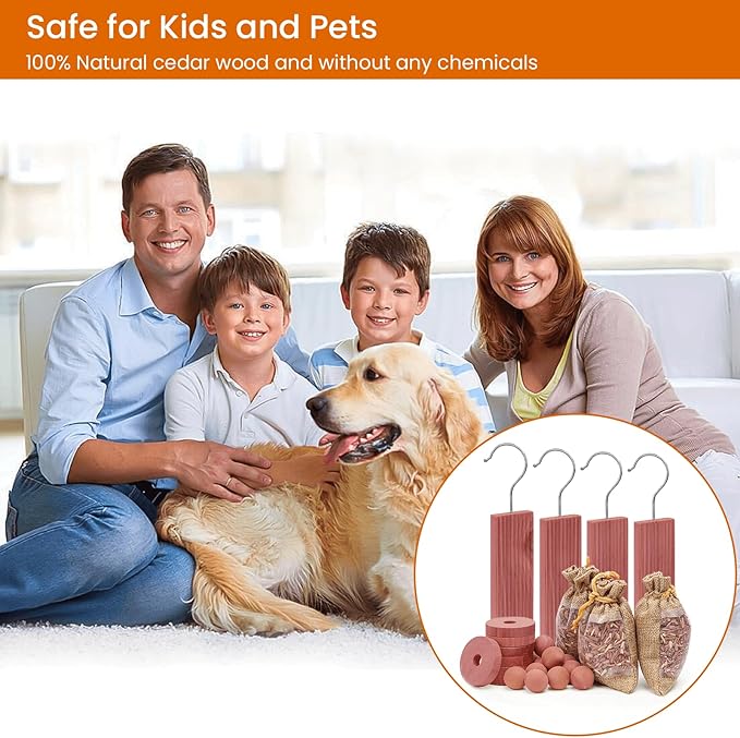 Homode Cedar Blocks for Clothes Storage, Set of 30, Cedar Chips for Closets and Drawers, Aromatic Cedar Wood Balls and Cedar Sachets, Cedar Closet Freshener