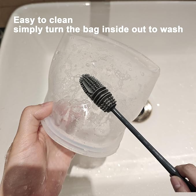 Platinum Reusable Silicone Bags - Food Grade Silicone Pocket Bags 6 Pack 7oz - Food Storage Container for Snack, Dog Treat and Cards - Large Opening Easy Clean Oven and Dishwasher Safe - Mix Color