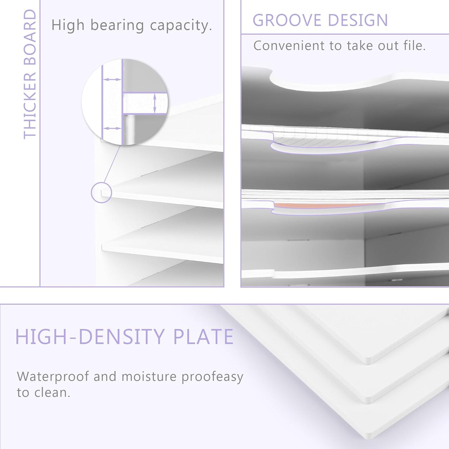 Paper Organizer Storage for Desk, 7 Tier Wide Construction File Organizer Paper Sorter, Desktop Document Storage Holder for Home Office School, White