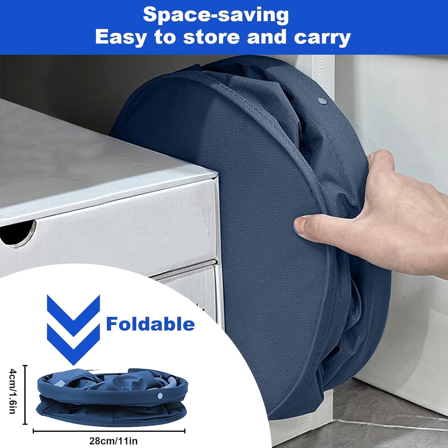 Cleaning Caddy with Handle, Cleaning Products Organiser, 17L Foldable Storage Basket, Cleaning Caddy Organiser, Portable Multi Cleaning Bucket Bag for Home, Garden (Dark Blue)