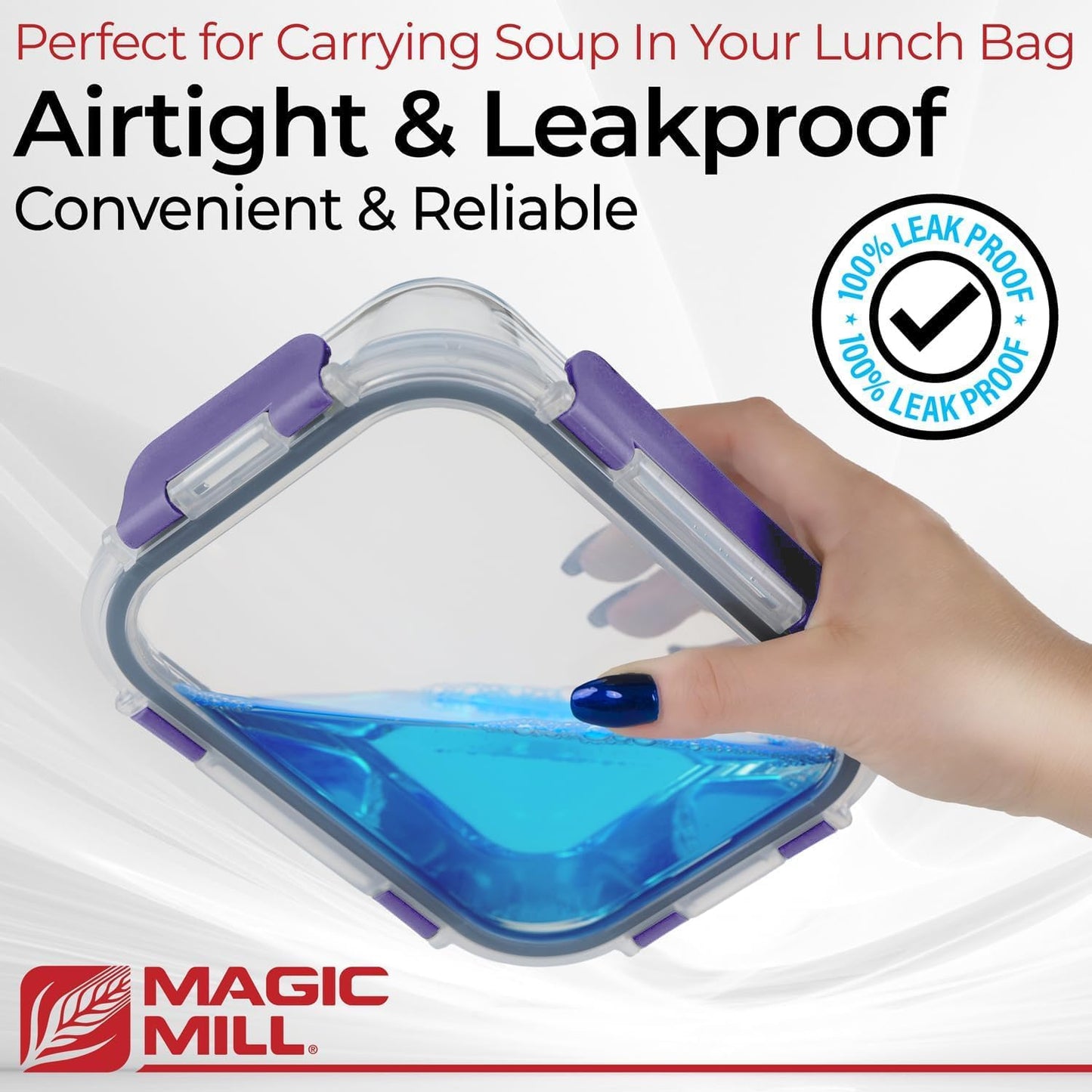 Magic Mill Premium Borosilicate Glass Food Storage Containers with lids Set | 24pc Sets with 12 Bowls & 12 Airtight Locking Lids for Lunch & Meal Prep, Safe for Oven, Freezer, Dishwasher, BPA-Free