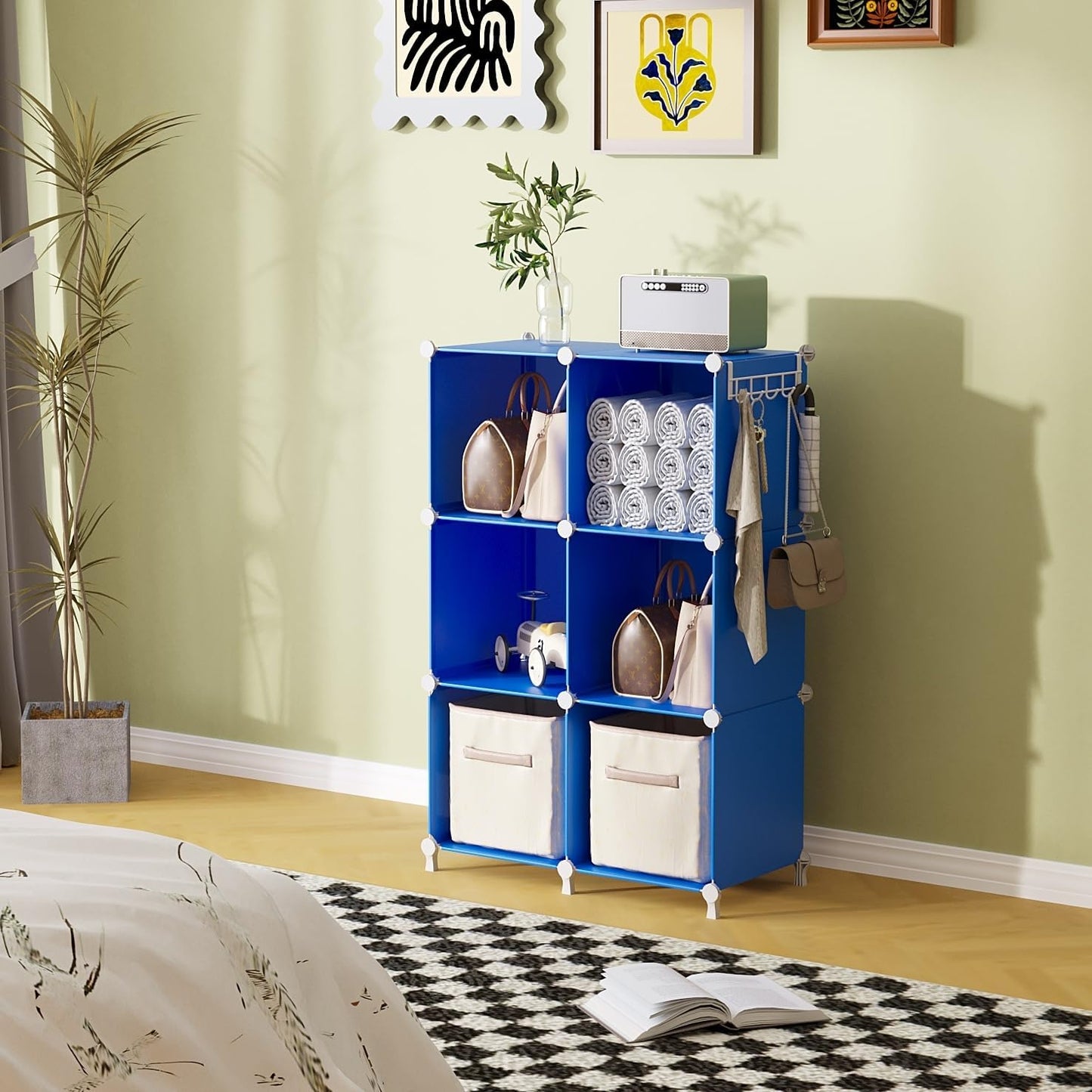 AWTATOS Cube Storage Organizer, 6 Cube Closet Organizers and Storage Shelves, DIY Stackable Bookshelf for Bedroom, Home, Admiral Blue