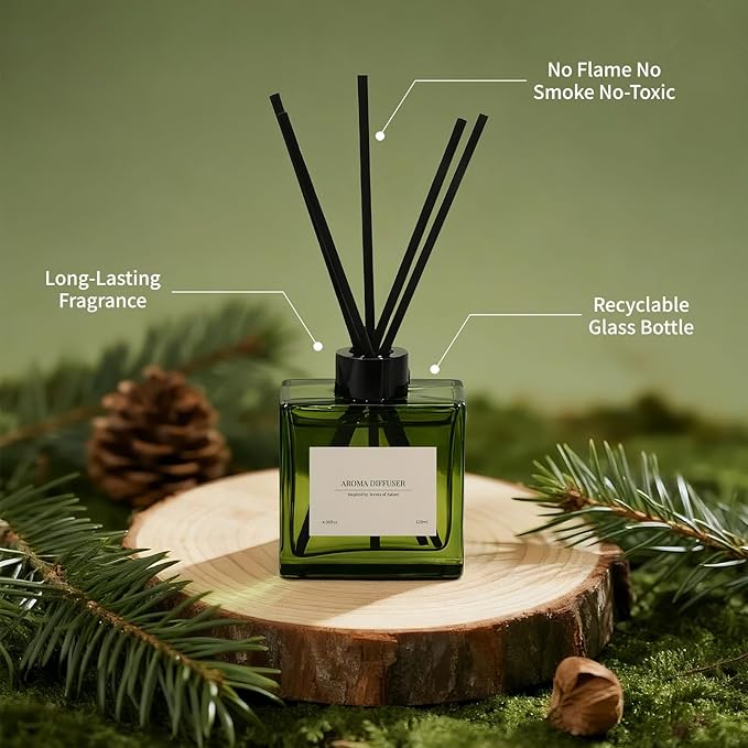 Reed Diffuser, 4 oz Rose Scent Diffuser with 7 Sticks, Long Lasting Reed diffusers for Home, Elegant Fragrance for Bathroom Bedroom Office Decor, Air Fresh