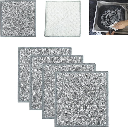 New thickened 7.8 * 7.8 inch double-sided metal wire dishwashing cloth, suitable for both dry and wet use, scratch free dishwashing cloth, kitchen cleaning, cookware, tableware, sink (4 pieces)