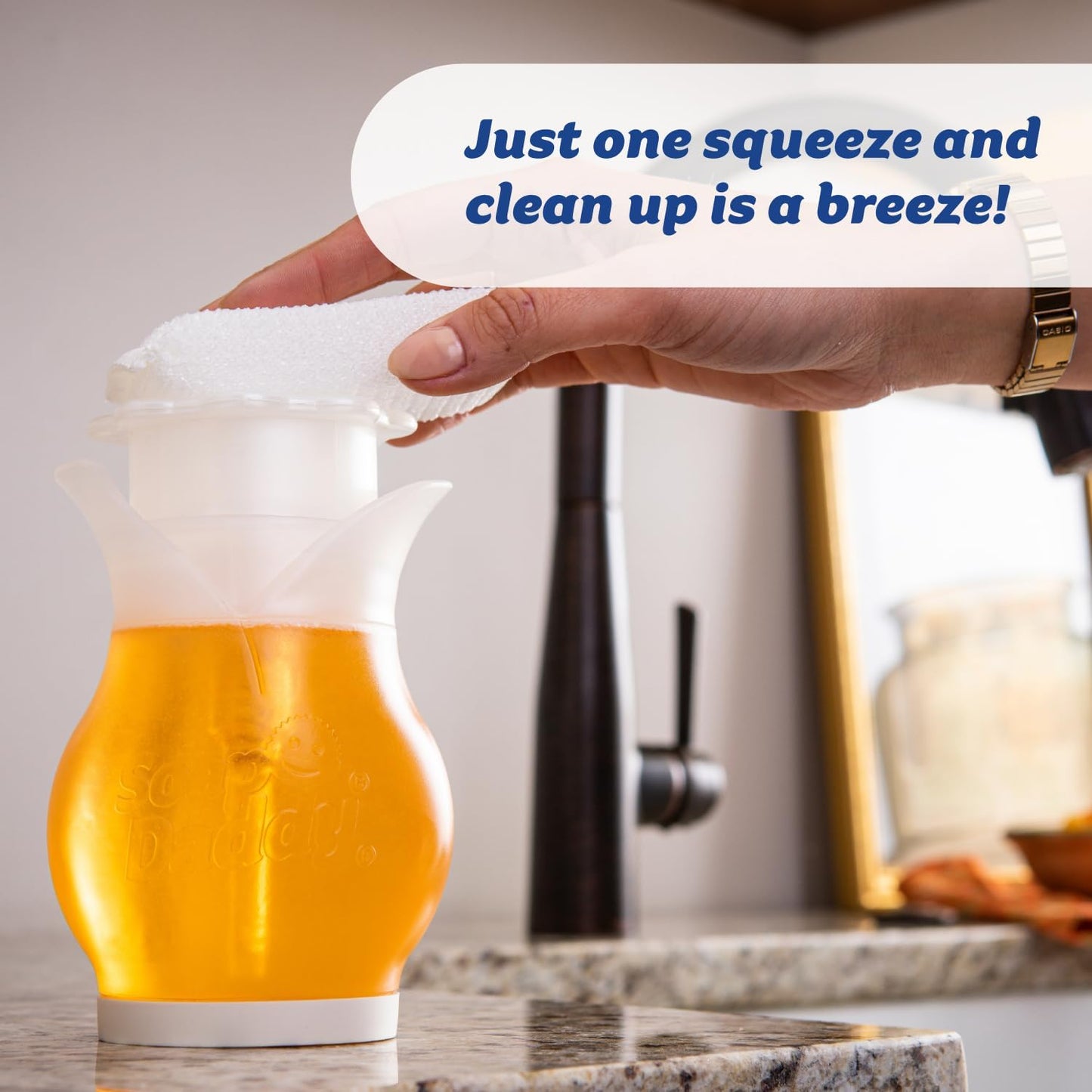 Scrub Daddy Soap Daddy - Dual-Sided Liquid Dish Soap Dispenser for Kitchen Sink + Bathroom Cleanup - Refillable + Easy to Use Countertop Essential - Use with Dish or Hand Soap - 1 Count (6 Pack)