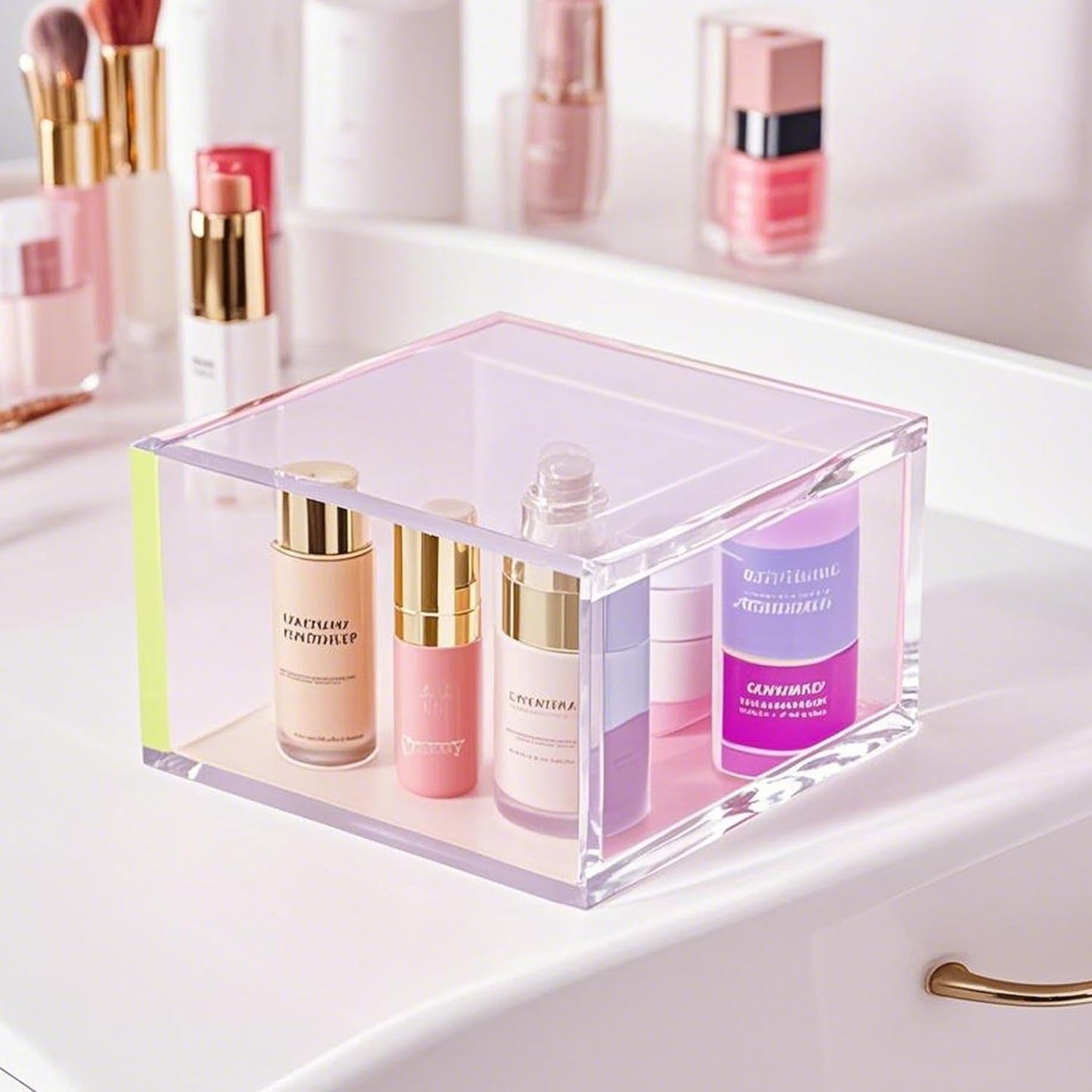 Acrylic Display Box Clear Boxes with Hinged Lid Small Lucite Rainbow Box for Gifts, Weddings, Party Favors, Treats, Candies & Accessories Storage