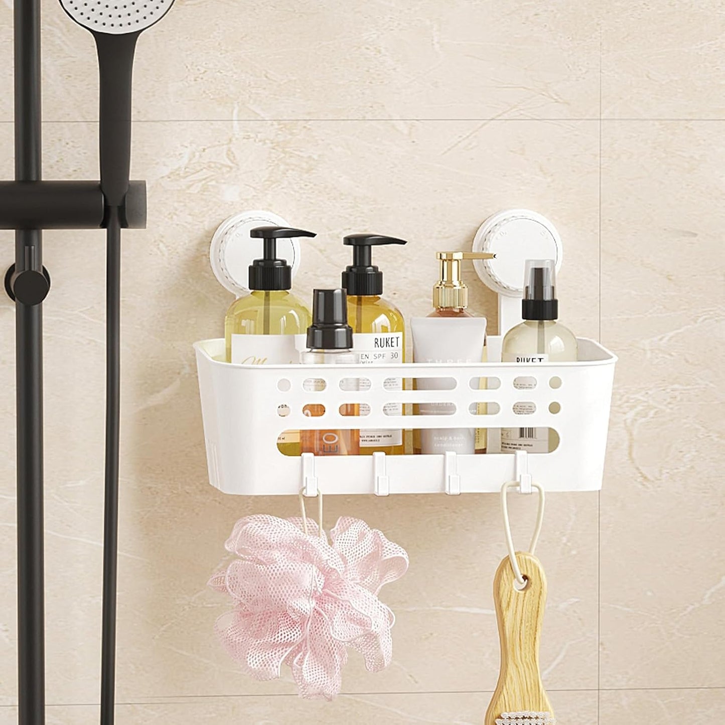 Lifewit Shower Caddy Suction Cup, 10.4inch Removable Shower Shelves for Inside Shower, NO-Drilling Bathroom Organizers and Storage Rack for Shampoo Strong Vacuum Suction, 3 Pack