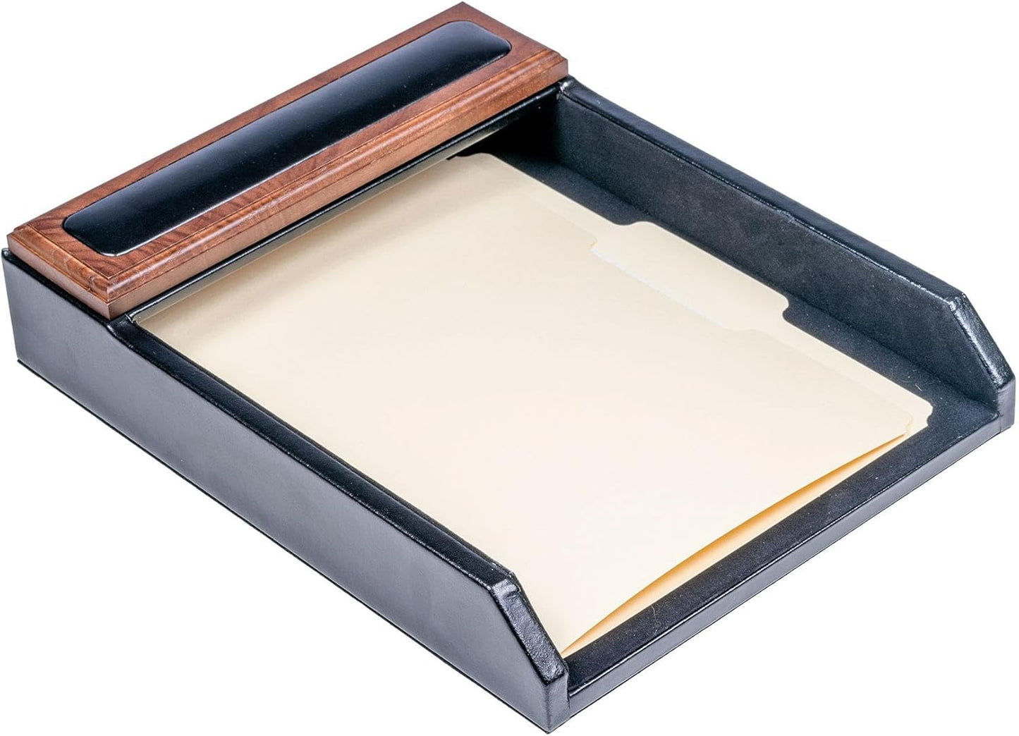 Dacasso Wood & Leather Desk Set - Luxury Leather Desk Pad & Desk Organization Essentials (Walnut and Black, 7 Piece)