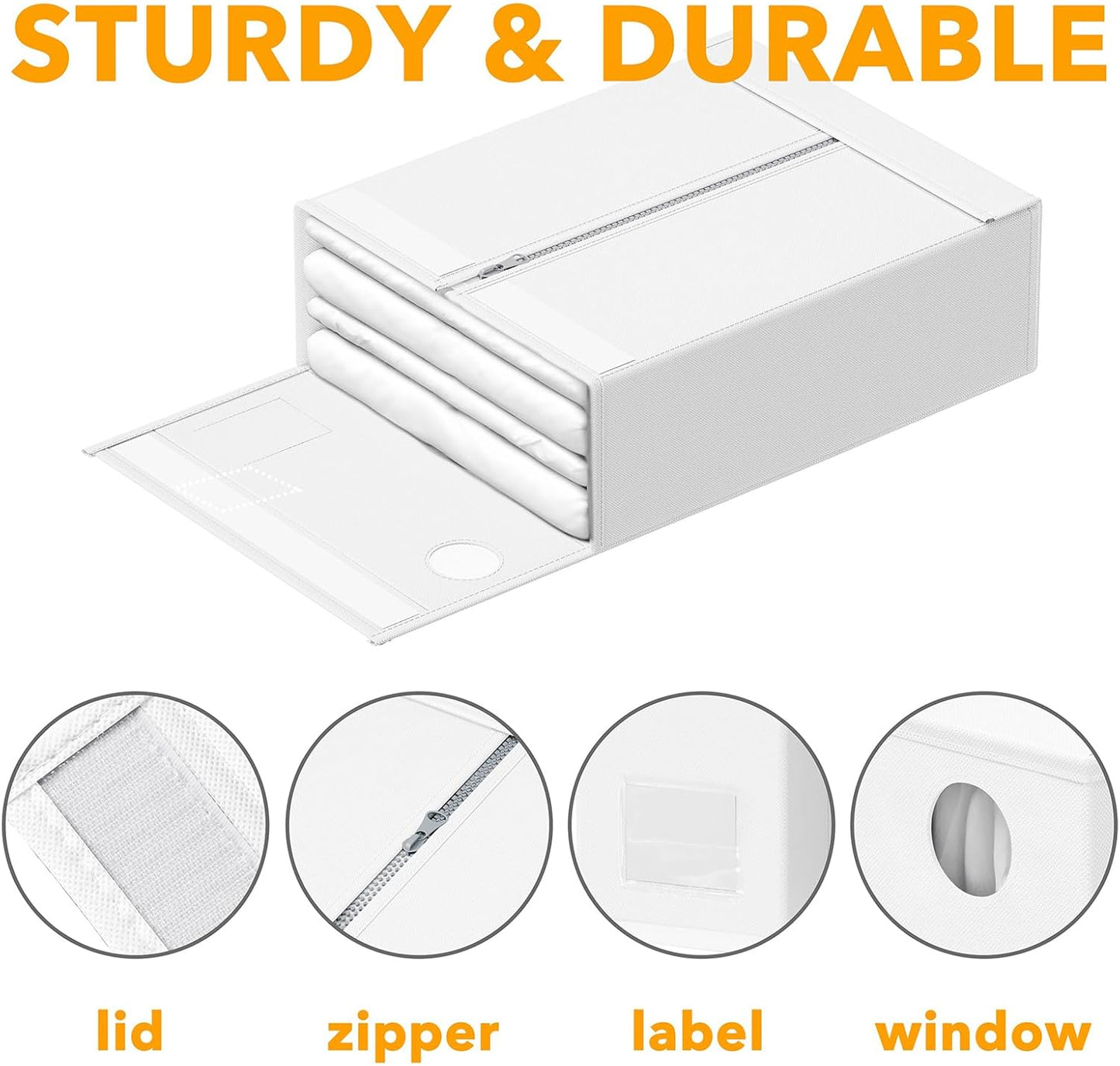 SpaceAid 9 Pack Bed Sheet Organizers and Storage, Foldable Sheet Organizer with Window for Linen Closet, Set Folder Keeper for Queen & King Size Bedding Storage (White)