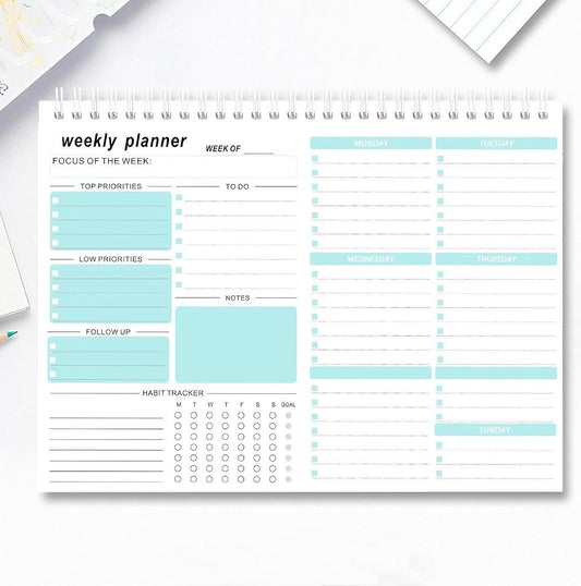 Weekly Planner, 7.5''x10.2'' Weekly To Do List Notepad, Undated Weekly Planner Notepad with 52 Tear Off Sheets Planner, Habit Tracker Productivity Organizer for Home School and Work
