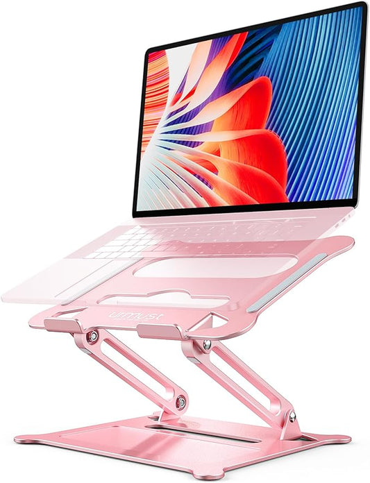 Urmust Laptop Stand for Desk Aluminum Computer Stand Riser Holder for Laptop Compatible with MacBook Air Pro, Dell, HP, Lenovo Samsung, Alienware All Laptops 11-15.6"(Pink)