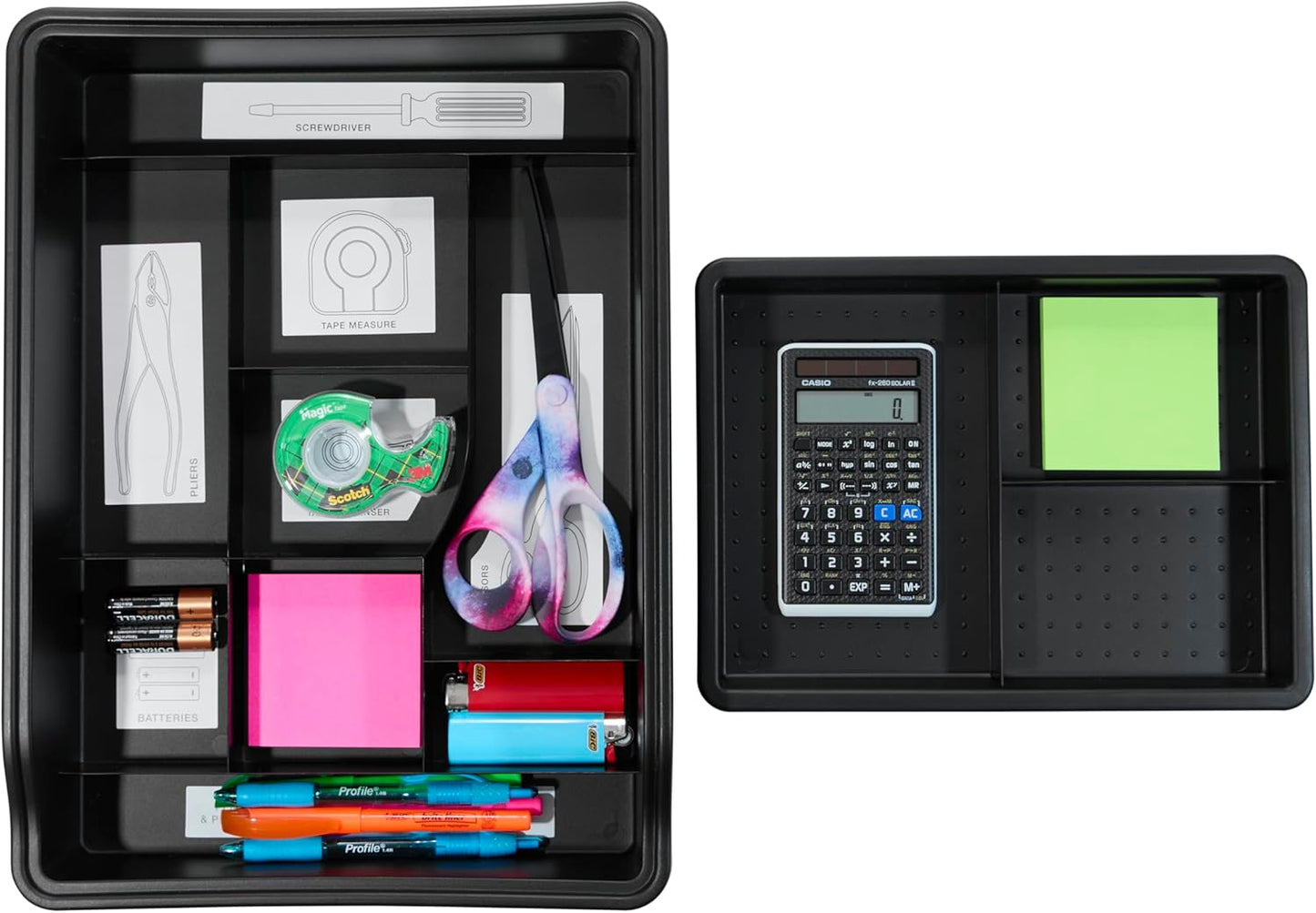 Madesmart 23-Compartment Original Junk Drawer Organizer Tray, Plastic Multipurpose Storage Bin for Drawers, Granite