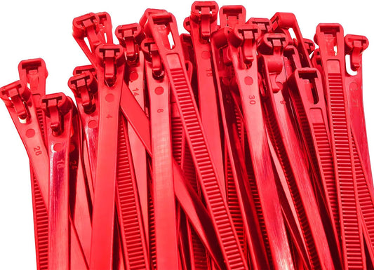 250 PCS 8 Inch Self-Locking Reusable Cable Ties Red – Adjustable Nylon Zip Ties, 55 LBS Strength for Home, Office, Wires & Cord Organization (Indoor/Outdoor)