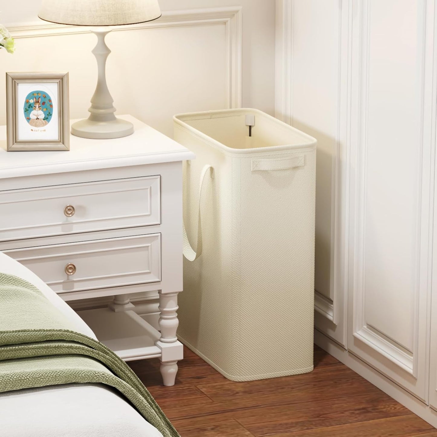 Lifewit 2 Pack Slim Laundry Hamper, Collapsible Narrow Laundry Basket, Small Tall Dirty Clothes Hampers with Handles for Bathroom Bedroom College Dorm, White, 50L