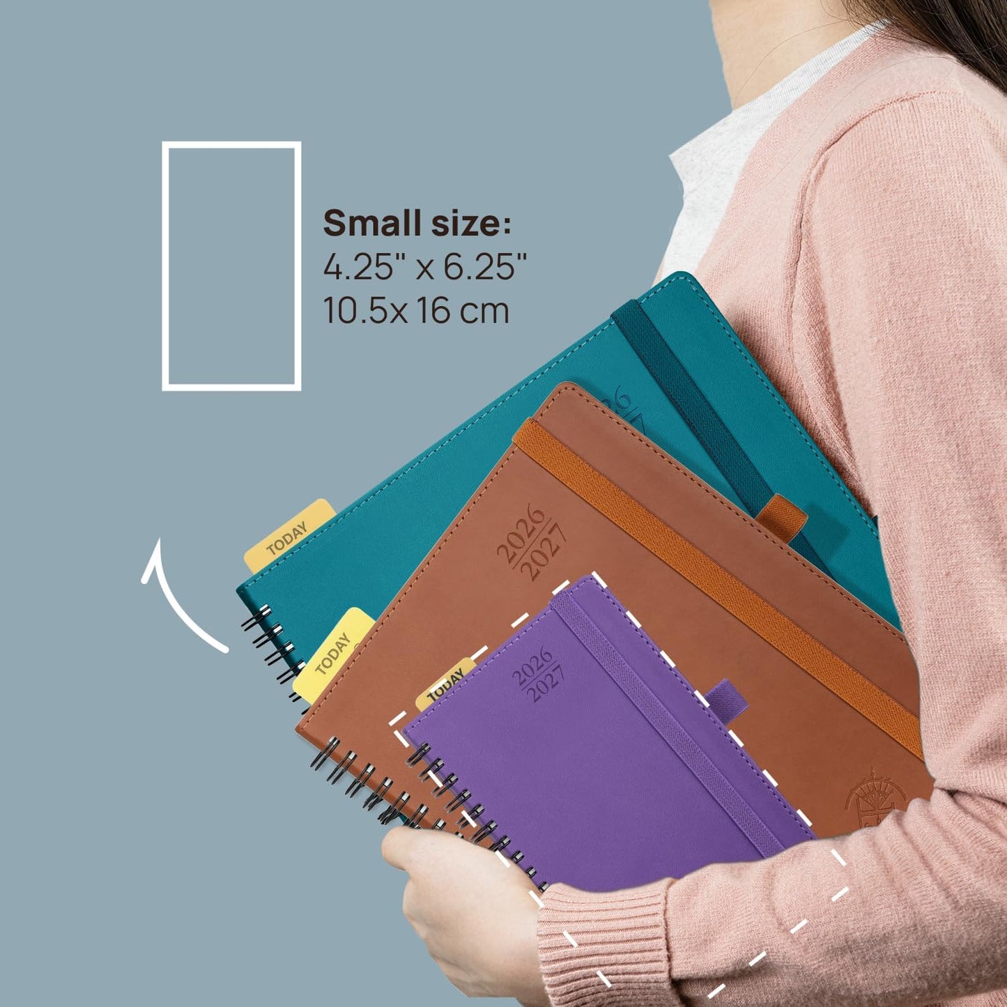 POPRUN Monthly Planner 2026-2027 (Pocket 4.25" x 6.25") 18 Months Calendar (Jan 2026 - Jun 2027) - 4 Pages per Month with Expense & Notes, Leather Cover, Sunday Starts - Night Sky Blue