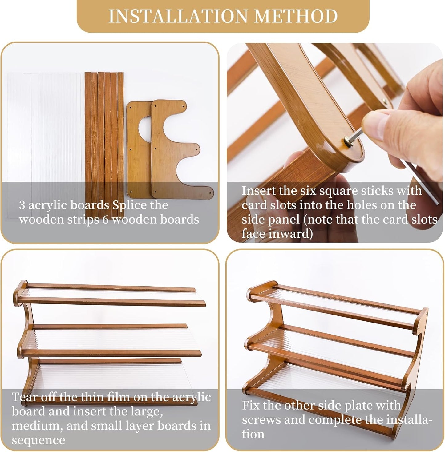 Coffee Station Organizer 3 Tier Coffee Mug Holder Bamboo Cup Rack Acrylic Home Storage Mugs Hooks for Kitchen Countertops, Tea Bar Accessories, Matcha Stand, Cups, Condiment Storage Rack